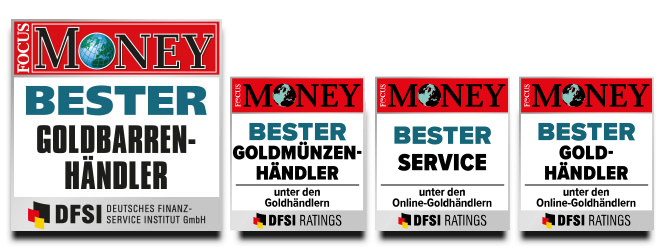 Auvesta - Bester Goldbarrenhändler - Bester Service - Bester Goldmünzenhändler - Bester Goldhändler - Rating Focus Money
