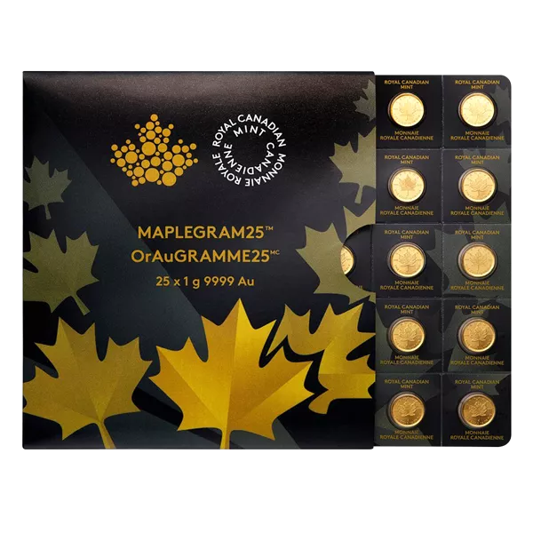 25x 1g Goldmünze Maple Leaf - Maplegram