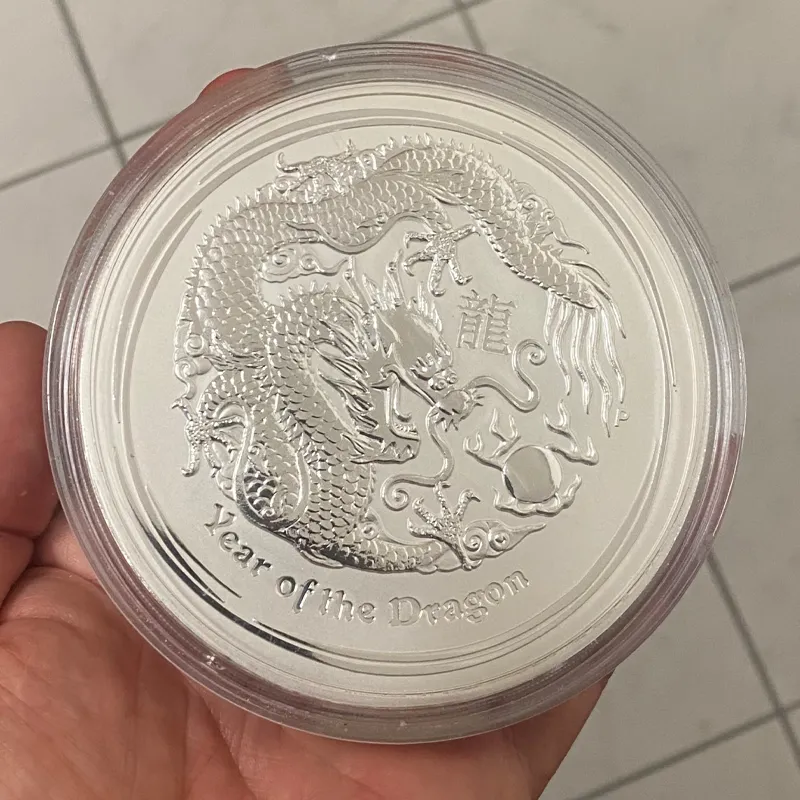 1 kg Silbermünze – Australian Kookaburra 2012 – Umlaufware – Year of the Dragon