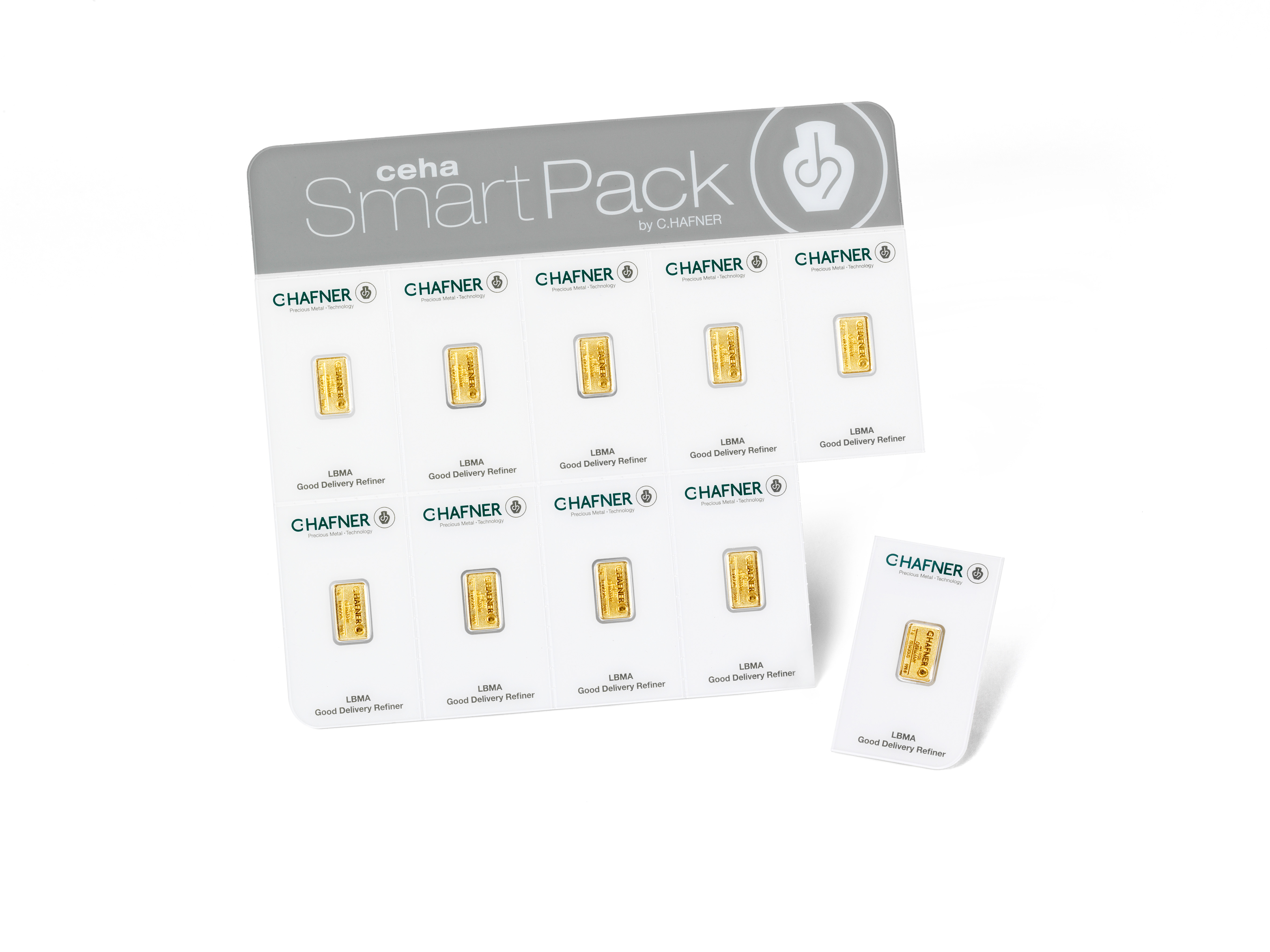 10 x 1g Goldbarren C.Hafner SmartPack 