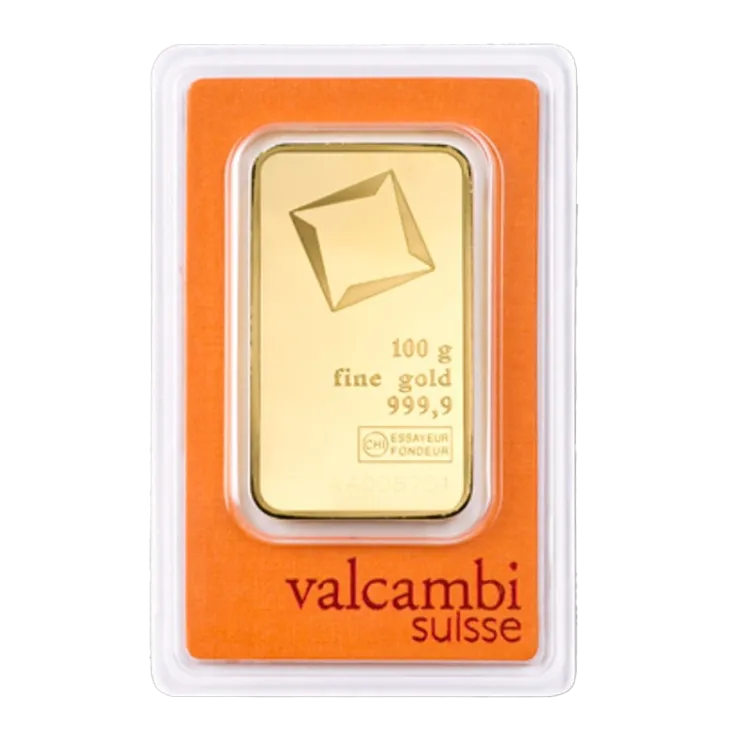 100 g Goldbarren Valcambi – Umlaufware 100 g Goldbarren Valcambi – Umlaufware