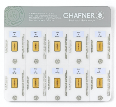 10 x 2g Goldbarren C.Hafner SmartPack