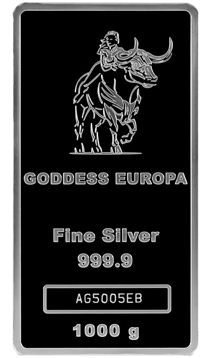 1 kg Silber Tokelau Göttin Europa Münzbarren geprägt 2022 