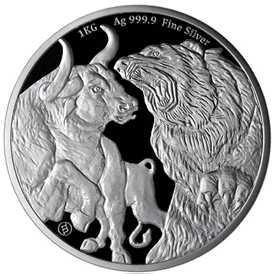 Bull and Bear 2023 Silbermünze 1kg