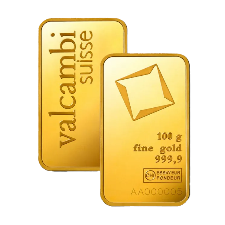 100 g Goldbarren Valcambi – Umlaufware 100 g Goldbarren Valcambi – Umlaufware